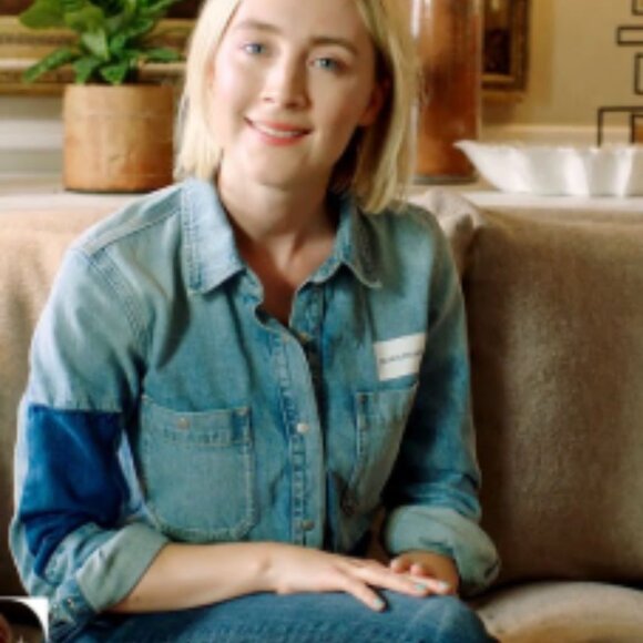 Calvin Klein Jeans Tops - Calvin Klein Jeans Light Blue Patchwork Shirt As Worn by Saoirse Ronan Vogue